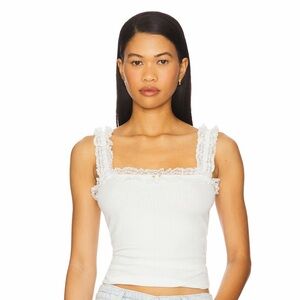 Heartloom Koko White Lace Trim Sleeveless Square Neck Sleeveless Tank Top XS